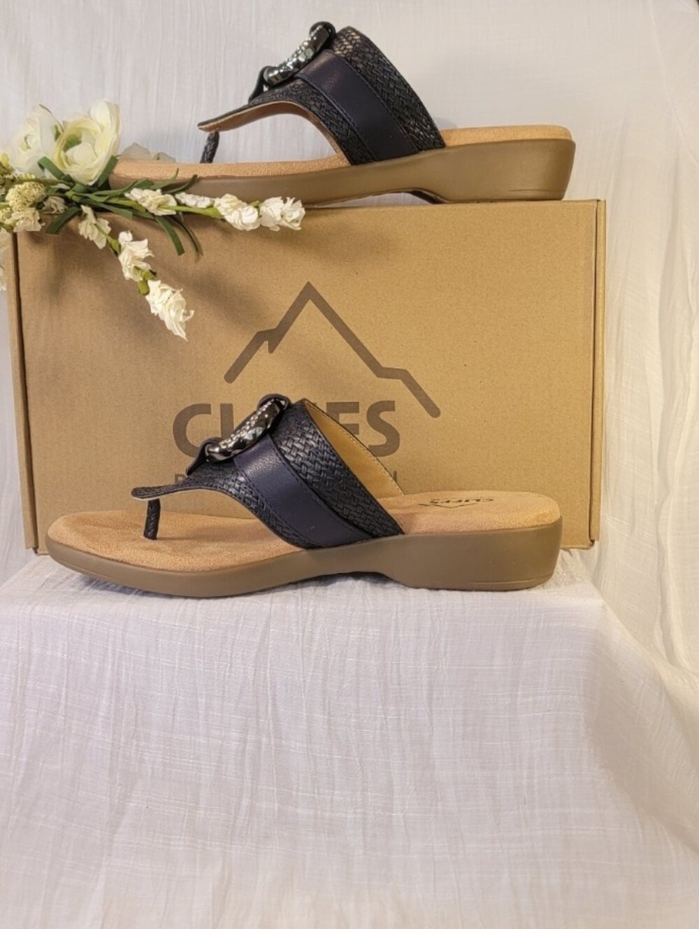 Cliffs By White Mountain Benedict Navy Woven Comfort Sandal Size 6.5 NWT
